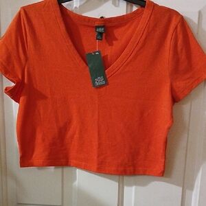 Wild Fable Bright Orange V-Neck Blouse